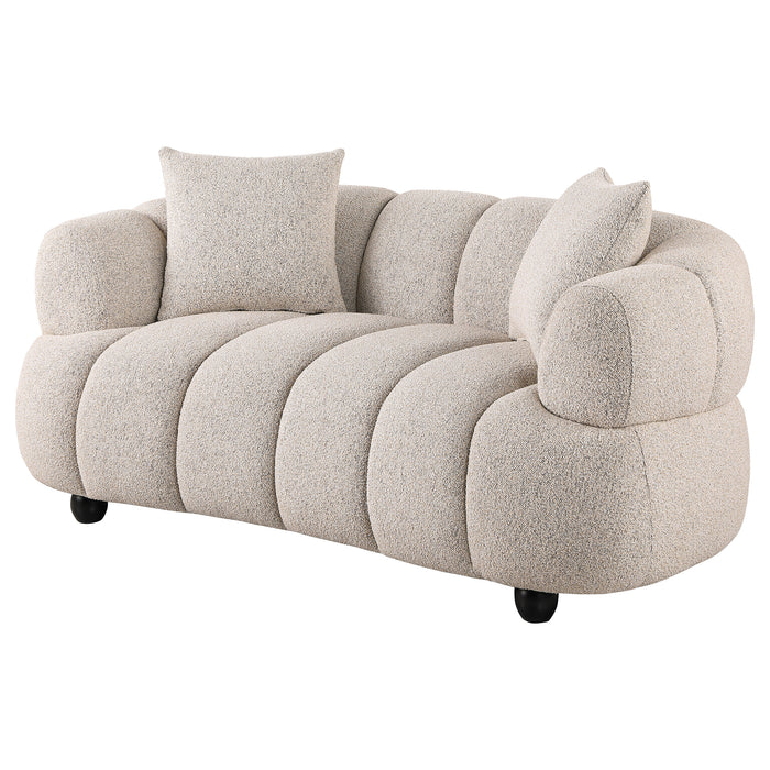 Whitney contemporary channel-tufted woven fabric upholstered loveseat by CoasterEveryday