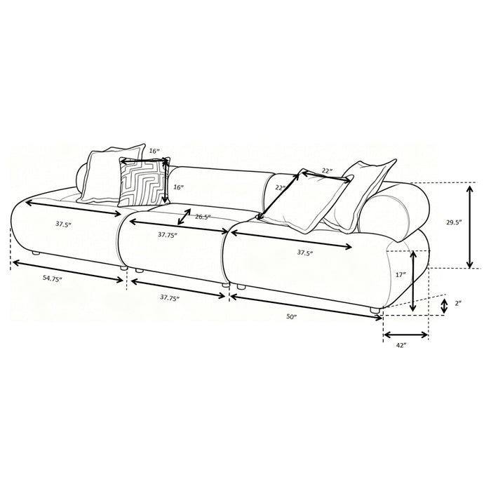 Byrne 143-inch rust chenille modular bumper sectional sofa by CoasterEveryday