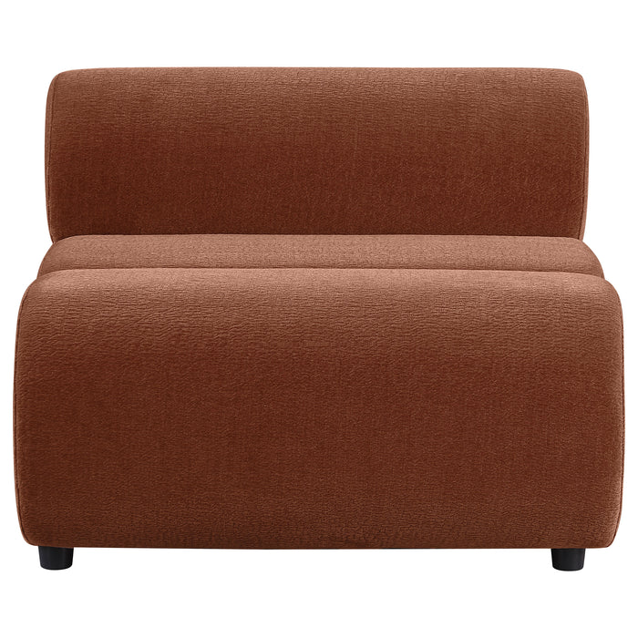 Byrne chenille upholstered armless chair in rust by CoasterEveryday