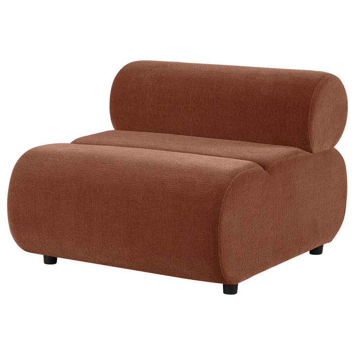 Byrne chenille upholstered armless chair in rust by CoasterEveryday