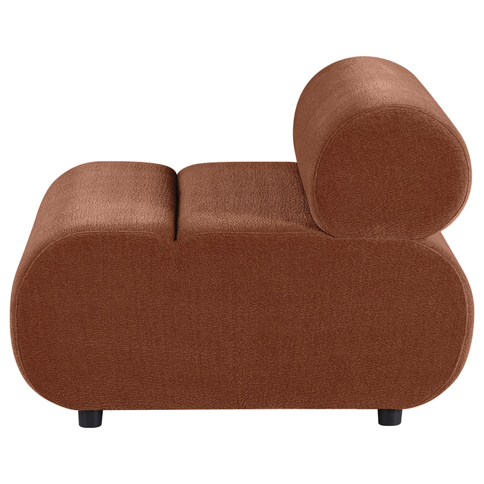 Byrne Chenille upholstered armless chair in rust by CoasterEveryday
