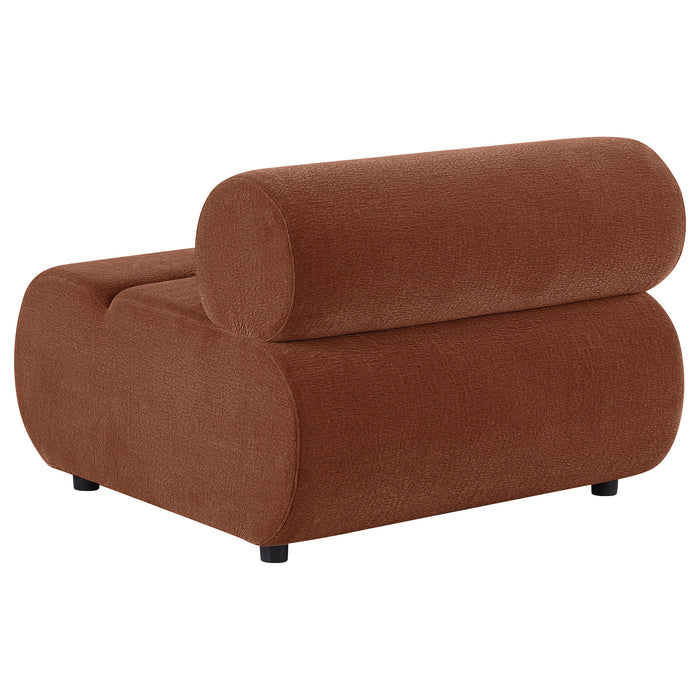 Byrne chenille upholstered armless chair in rust by CoasterEveryday