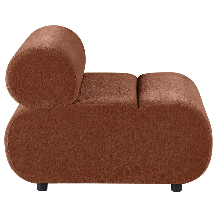 CoasterEveryday Byrne rust chenille upholstered armless chair front view