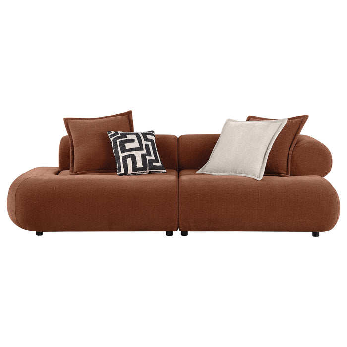 Byrne 105-inch rust chenille modular bumper sectional sofa by CoasterEveryday