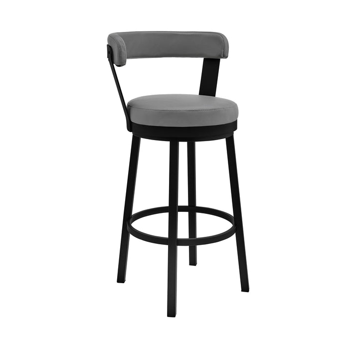 30" Iron Swivel Bar Height Bar Chair - Gray And Black