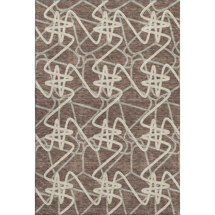 10' X 14' Geometric Washable Area Rug With UV Protection (675294) - Brown / Ivory