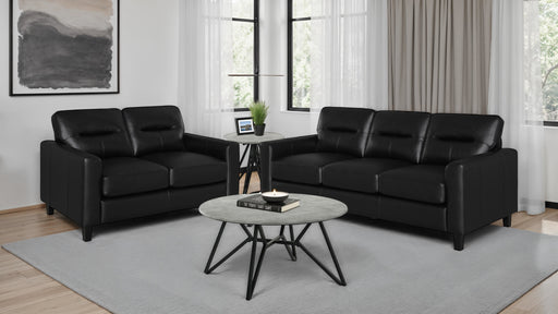 Scotland 2-piece black faux leather upholstered sofa set by CoasterEveryday