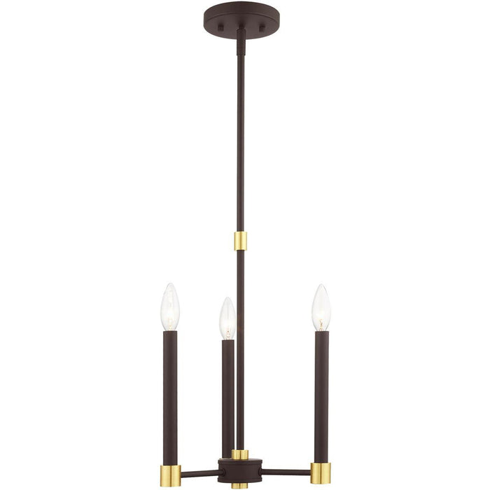 19" Three Light Dimmable Chandelier With Shades - Bronze