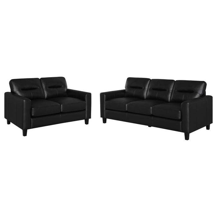 Scotland 2-piece black faux leather upholstered sofa set by CoasterEveryday