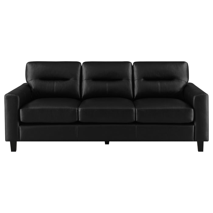 Scotland 2-piece black faux leather upholstered sofa set by CoasterEveryday
