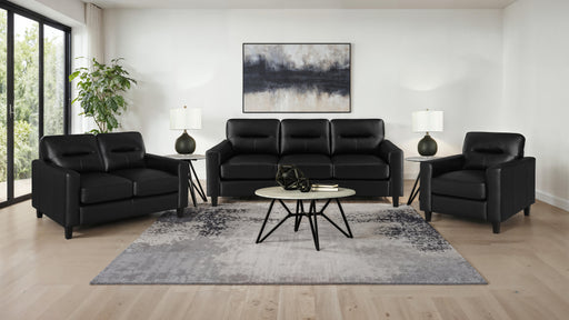 Scotland 3-piece black faux leather upholstered sofa set by CoasterEveryday