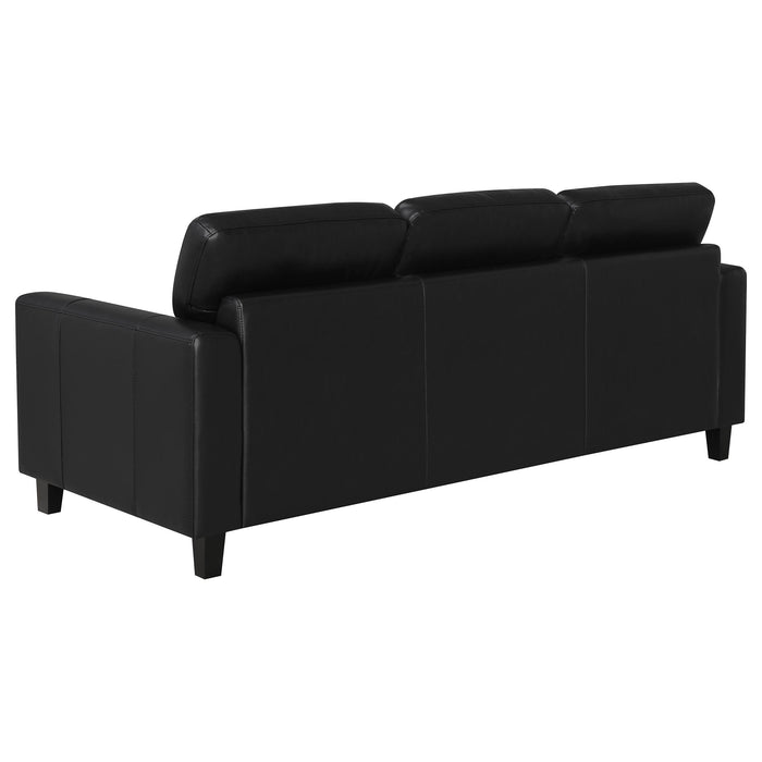 Scotland 3-piece Faux Leather Upholstered Sofa Set Black