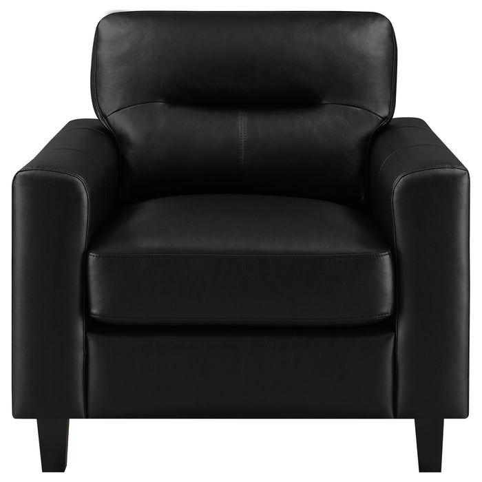 Scotland 3-piece Faux Leather Upholstered Sofa Set Black