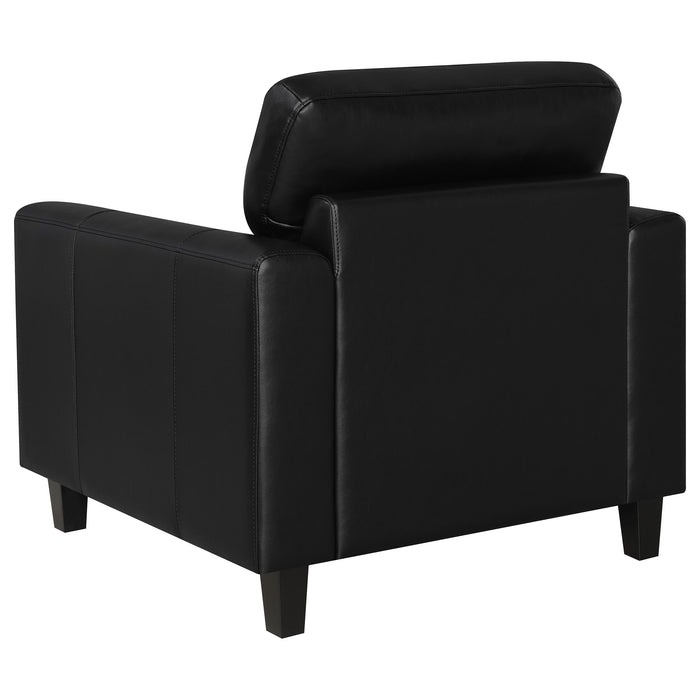 Scotland 3-piece Faux Leather Upholstered Sofa Set Black