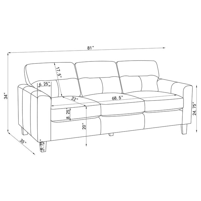 Scotland 3-piece black faux leather upholstered sofa set by CoasterEveryday