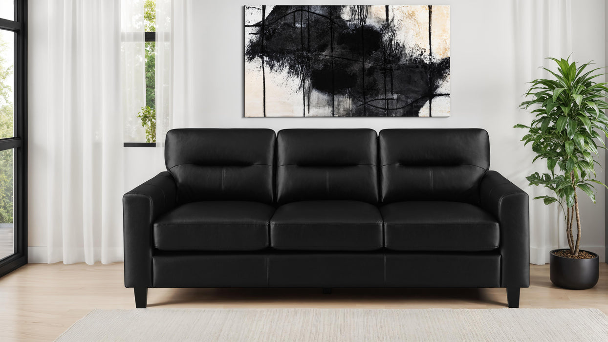 Scotland black faux leather upholstered track arm sofa by CoasterEveryday
