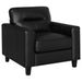 Black Scotland faux leather upholstered track arm chair with modern furniture design by CoasterEveryday.