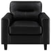Black Scotland Faux Leather Upholstered Track Arm Chair from CoasterEveryday, showcasing sleek modern furniture design.