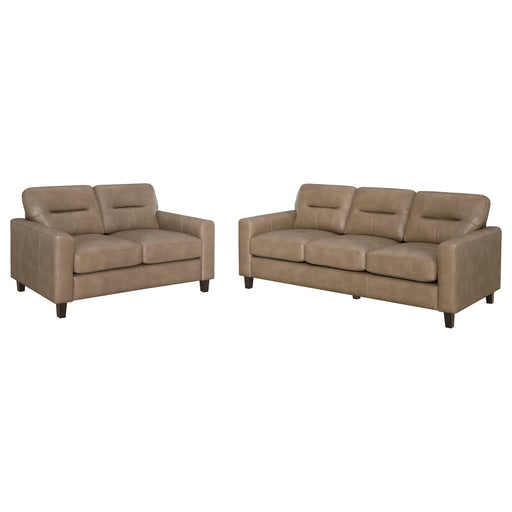 Scotland 2-piece brown faux leather upholstered sofa set by CoasterEveryday