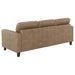 Scotland 3-piece faux leather upholstered sofa set by CoasterEveryday in brown, featuring plush cushions and sleek arms
