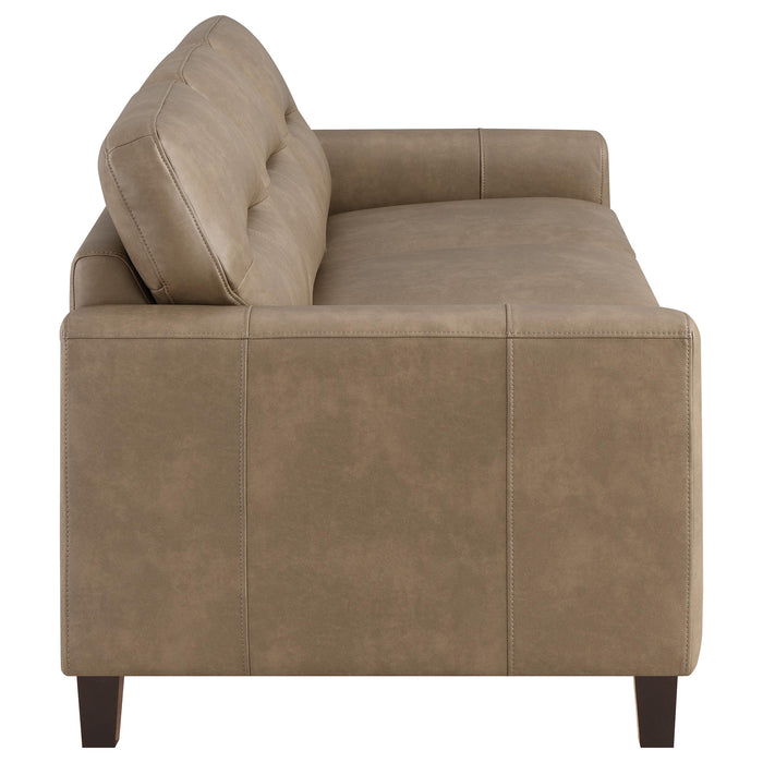 Scotland 3-piece brown faux leather upholstered sofa set by CoasterEveryday