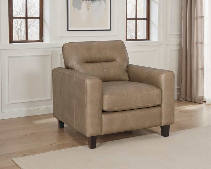 Brown Scotland faux leather upholstered track arm chair with a stylish design, perfect for modern living spaces.