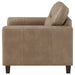 Brown Scotland faux leather upholstered track arm chair from CoasterEveryday, showcasing plush seating and sleek design.