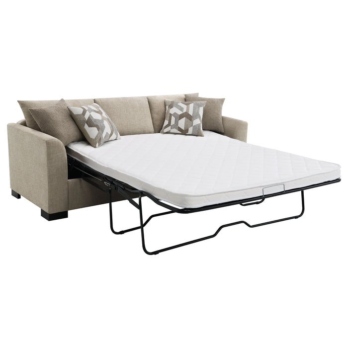 CoasterEveryday Storey camel upholstered sleeper sectional chaise sofa with plush seating and modern design