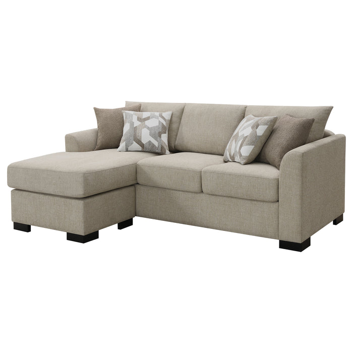 Storey upholstered sleeper sectional chaise sofa in camel by CoasterEveryday