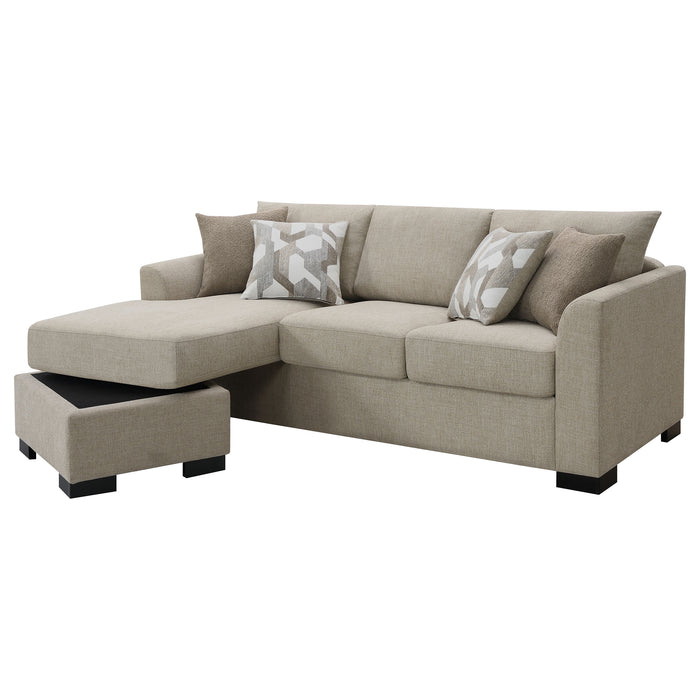 Storey upholstered sleeper sectional chaise sofa in camel by CoasterEveryday