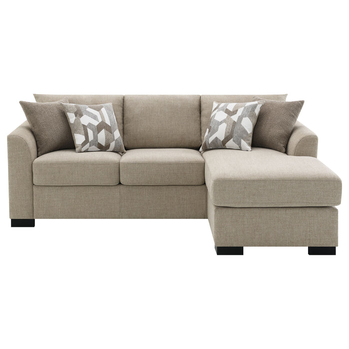 Storey Upholstered Sleeper Sectional Chaise Sofa in camel by CoasterEveryday