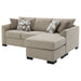 CoasterEveryday Storey camel upholstered sleeper sectional chaise sofa in a modern living room setup