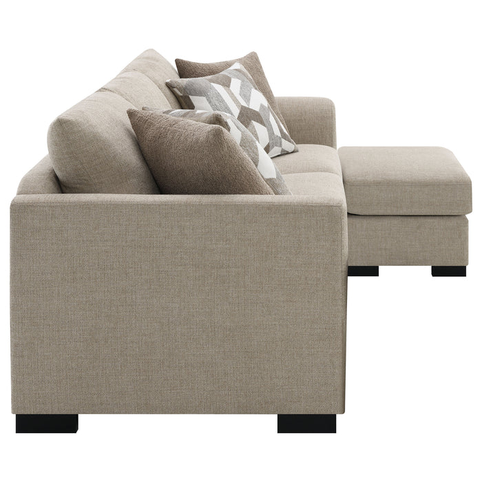 CoasterEveryday Storey camel upholstered sleeper sectional chaise sofa with modern design