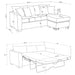 CoasterEveryday Storey camel upholstered sleeper sectional chaise sofa with tufted cushions