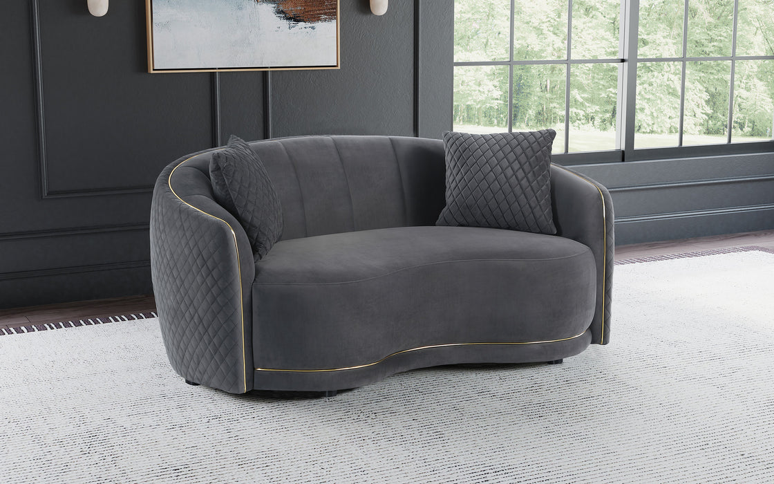 Brookside dark grey velvet upholstered curved loveseat by CoasterEveryday