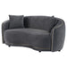 CoasterEveryday Brookside dark grey velvet upholstered curved loveseat with plush seating