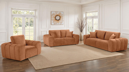 Burnett 3-piece chenille upholstered sofa set in burnt orange by CoasterEveryday