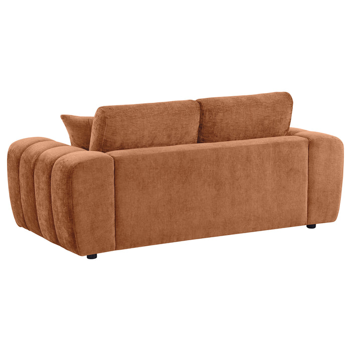 Burnett Chenille Upholstered Wide Arm Loveseat Burnt Orange