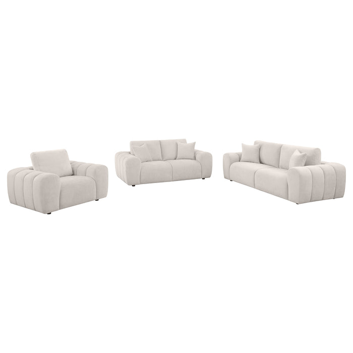 Burnett 3-piece Chenille Upholstered Sofa Set Ivory