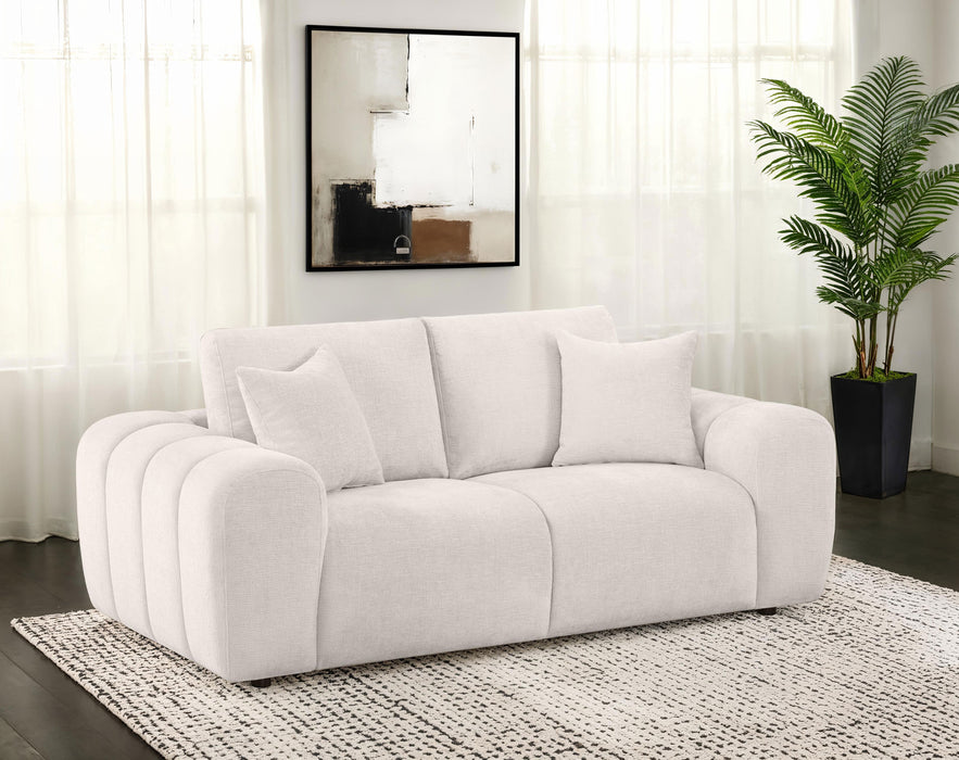 Burnett Chenille Upholstered Wide Arm Loveseat in Ivory by CoasterEveryday