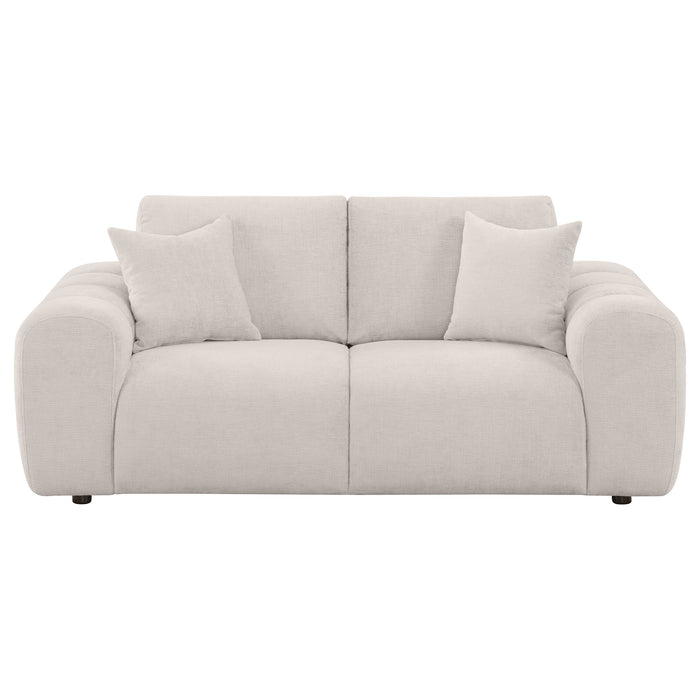 Burnett Chenille Upholstered Wide Arm Loveseat in ivory by CoasterEveryday