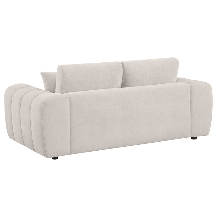 Burnett Chenille Upholstered Wide Arm Loveseat in Ivory by CoasterEveryday
