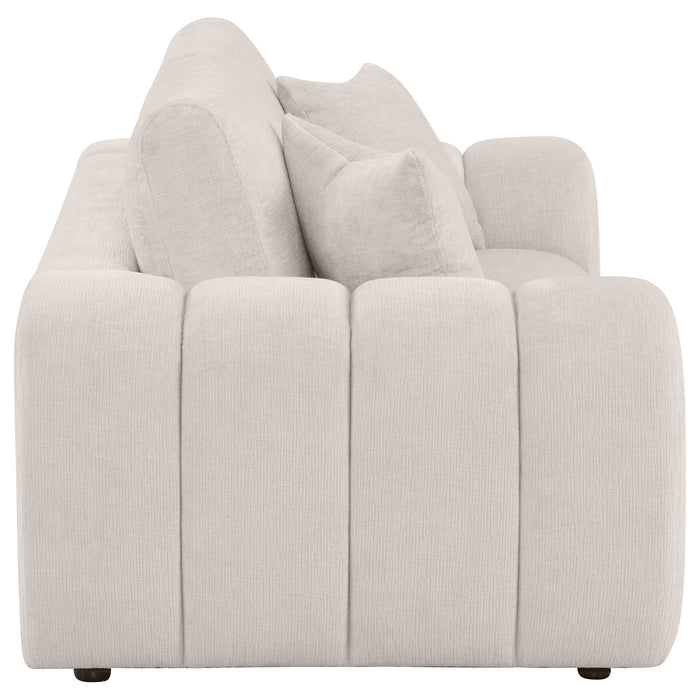 CoasterEveryday Burnett chenille upholstered wide arm loveseat in ivory, front view