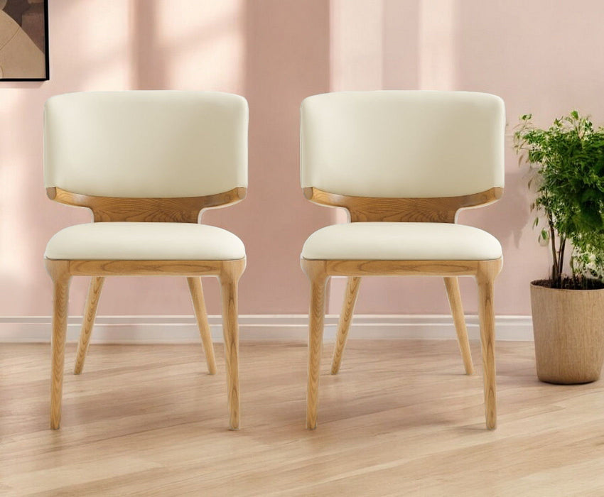 Upholstered Faux Leather King Louis Back Dining Side Chairs (Set of 2) - Beige