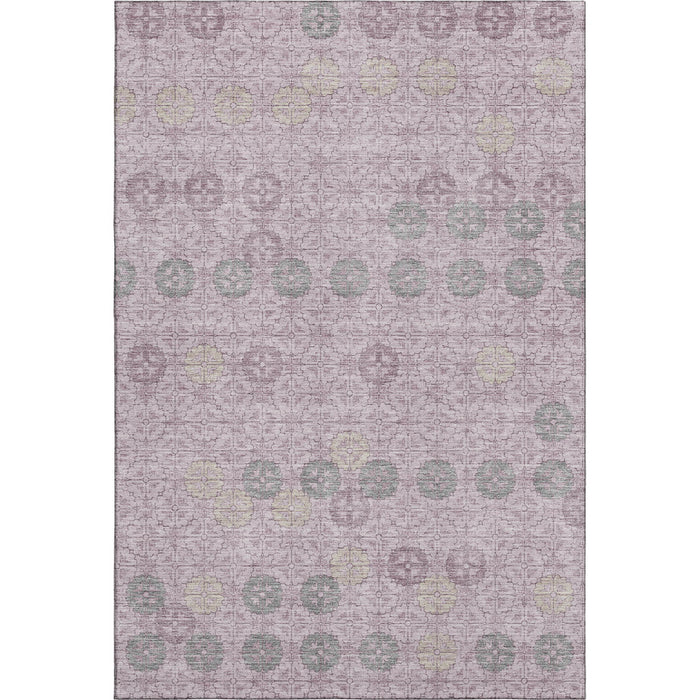 10' X 14' Geometric Washable Area Rug With UV Protection (705953) - Plum / Gray