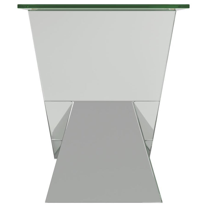 Taffeta - V-Shaped End Table With Glass Top - Silver