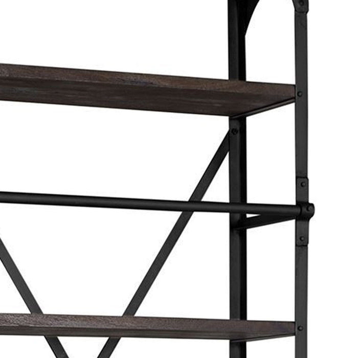 Five Tier Bookcase With Two Drawers - Black