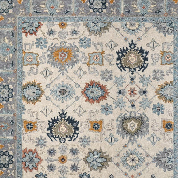 9' X 12' Wool Floral Hand Tufted Area Rug (722324) - Blue / Ivory