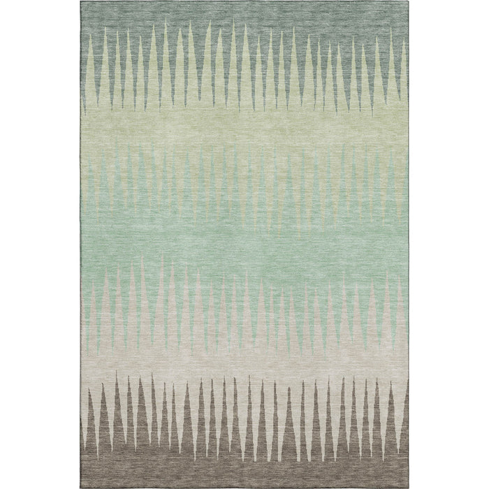 10' X 14' Striped Washable Area Rug With UV Protection (670363) - Artichoke Green / Beige / Brown