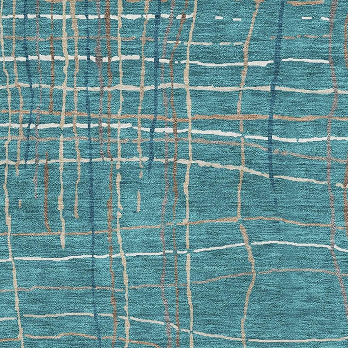 10' X 14' Striped Washable Area Rug With UV Protection (678598) - Teal / Brown / Ivory